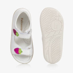 Falcotto by Naturino-Girls White Leather Strawberry Sandals | Childrensalon Outlet