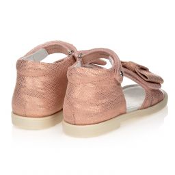 Falcotto by Naturino-Pink Suede Leather Bow Sandals | Childrensalon Outlet