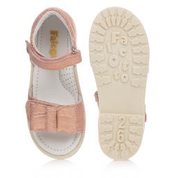 Falcotto by Naturino-Pink Suede Leather Bow Sandals | Childrensalon Outlet