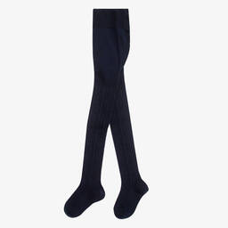 Falke-Blue Cable Knit Wool Tights | Childrensalon Outlet