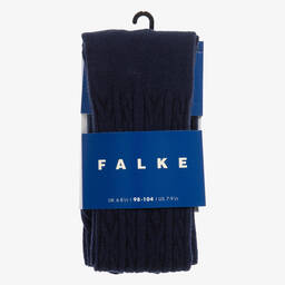 Falke-Blue Cable Knit Wool Tights | Childrensalon Outlet