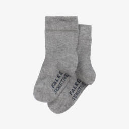 Falke-Boys Soft Grey Cotton Knit Socks | Childrensalon Outlet