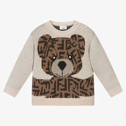 فندي-بلوفر صوف محبوك لون بيج للأطفال | Childrensalon Outlet