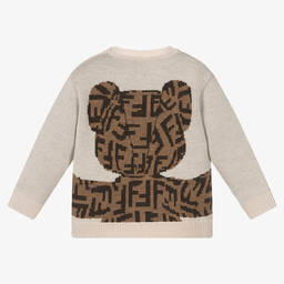 فندي-بلوفر صوف محبوك لون بيج للأطفال | Childrensalon Outlet