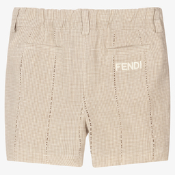 Fendi-Baby Boys Beige Linen Shorts | Childrensalon Outlet