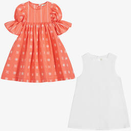 Fendi-Baby Coral Pink Cotton Dress | Childrensalon Outlet