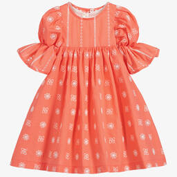 Fendi-Baby Coral Pink Cotton Dress | Childrensalon Outlet