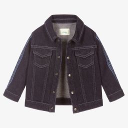 فندي-Baby Dark Blue Denim Jacket | Childrensalon Outlet