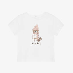 Fendi-Baby Girls Ivory T-Shirt | Childrensalon Outlet