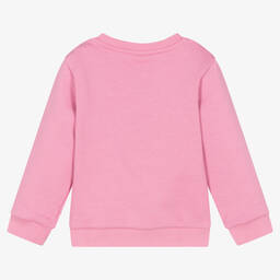 Fendi-Baby Girls Pink Cotton Logo Sweatshirt  | Childrensalon Outlet