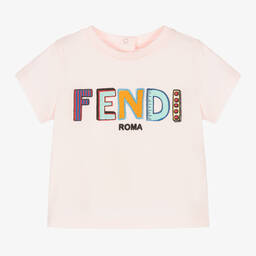 Fendi-Розовая хлопковая футболка для малышек | Childrensalon Outlet