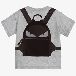 فندي-تيشيرت قطن لون رمادي وأسود للمواليد | Childrensalon Outlet