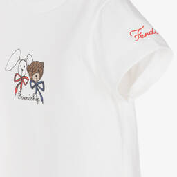 فندي-تيشيرت قطن جيرسي لون أبيض للمولودات | Childrensalon Outlet