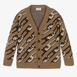 فندي-كارديغان صوف محبوك لون بيج | Childrensalon Outlet