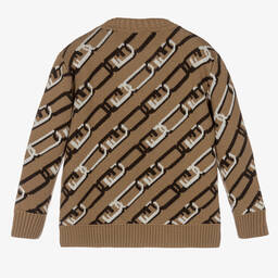 فندي-كارديغان صوف محبوك لون بيج | Childrensalon Outlet