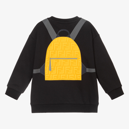 Fendi-Black Backpack Logo Sweatshirt | Childrensalon Outlet