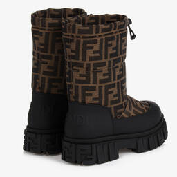 Fendi-Black & Brown FF Snow Boots | Childrensalon Outlet