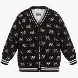 Fendi-Black Cotton Knitted Cardigan | Childrensalon Outlet