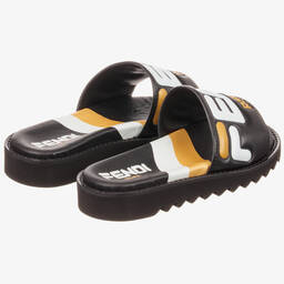 فندي Mania-شبشب سلايدرز جلد لون أسود | Childrensalon Outlet