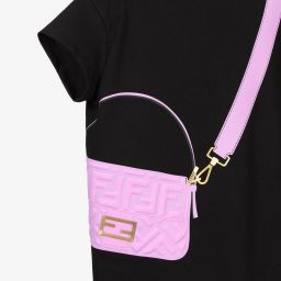 فندي-تيشيرت قطن لون أسود وزهري للبنات | Childrensalon Outlet