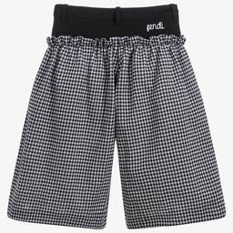 Fendi-Black & White Check Culottes | Childrensalon Outlet