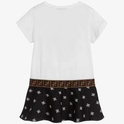 Fendi-Black & White FF Logo Dress | Childrensalon Outlet