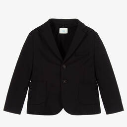 Fendi-Черный шерстяной блейзер с капюшоном с принтом-логотипом FF | Childrensalon Outlet