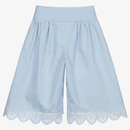 Fendi-Голубые хлопковые кюлоты с принтом FF | Childrensalon Outlet