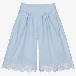 Fendi-Голубые хлопковые кюлоты с принтом FF | Childrensalon Outlet