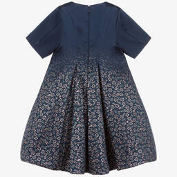Fendi-Blue Silk Blend Jacquard Dress | Childrensalon Outlet