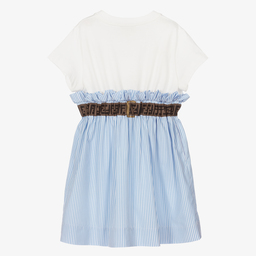 Fendi-Голубое платье в полоску FF | Childrensalon Outlet