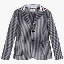 Fendi-Blue & White Check Blazer | Childrensalon Outlet