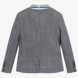 Fendi-Blue & White Check Blazer | Childrensalon Outlet