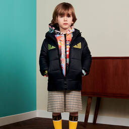 Fendi-Boys Beige Check Wool Shorts | Childrensalon Outlet