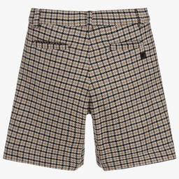 Fendi-Boys Beige Check Wool Shorts | Childrensalon Outlet