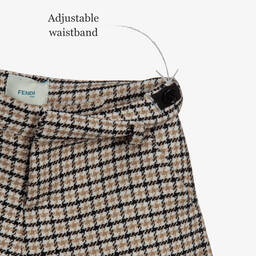Fendi-Boys Beige Check Wool Shorts | Childrensalon Outlet
