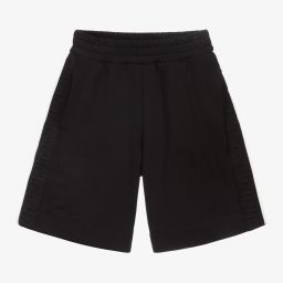 Fendi-Boys Black Cotton Logo Shorts | Childrensalon Outlet