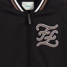 Fendi-Boys Black Wool Logo Jacket | Childrensalon Outlet