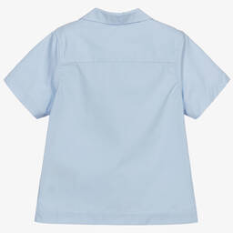 Fendi-قميص قطن بوبلين لون أزرق للأولاد | Childrensalon Outlet