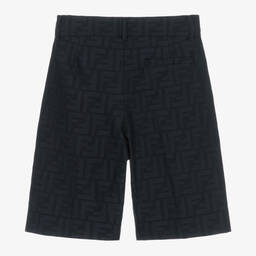 Fendi-Boys Blue Cotton Logo Bermuda Shorts | Childrensalon Outlet
