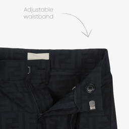 Fendi-Boys Blue Cotton Logo Bermuda Shorts | Childrensalon Outlet