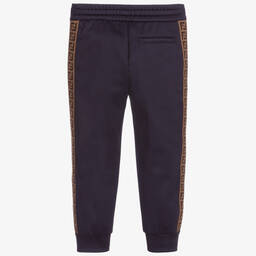 Fendi-جوغرز لوغو بولي قطن لون كحلي للأولاد | Childrensalon Outlet