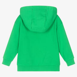 Fendi-Boys Green Cotton Hooded Zip-Up Top  | Childrensalon Outlet