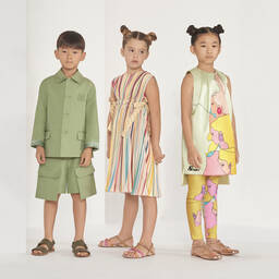 Fendi-Boys Green Linen FF Shorts | Childrensalon Outlet