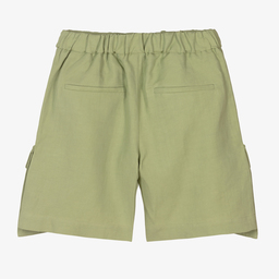Fendi-Boys Green Linen FF Shorts | Childrensalon Outlet