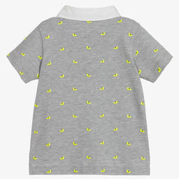 Fendi-Boys Grey Cotton Polo Shirt  | Childrensalon Outlet