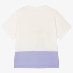 Fendi-Boys Ivory & Blue Manga-Style Logo T-Shirt | Childrensalon Outlet