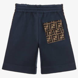 Fendi-Темно-синие шорты с логотипом для мальчиков | Childrensalon Outlet