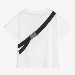 Fendi-Boys White  Bag Print T-Shirt | Childrensalon Outlet