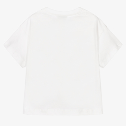 Fendi-Boys White Cotton Logo T-Shirt | Childrensalon Outlet